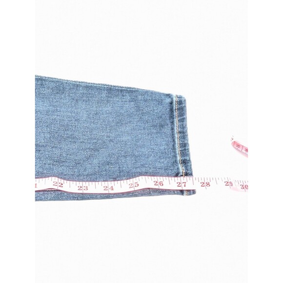 Express Curvy Skinny Mid Rise Distressed Dark Wash Jeans Size 27/27.5 2Reg - Picture 7 of 7